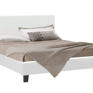 Κρεβάτι Nevil  διπλό 150x200 PU χρώμα λευκό ματ