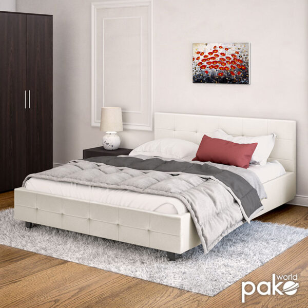 Κρεβάτι Roi  διπλό 160x200 PU λευκό ματ + αποθηκευτικό χώρο