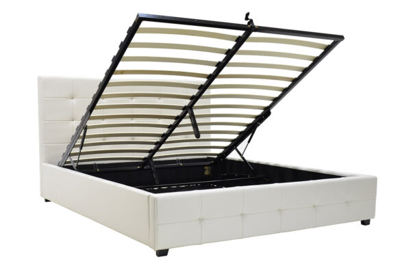 Κρεβάτι Roi  διπλό 160x200 PU λευκό ματ + αποθηκευτικό χώρο
