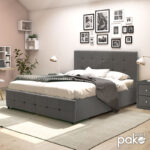 Κρεβάτι Roi  διπλό 160x200 ύφασμα ανθρακί + αποθηκευτικό χώρο