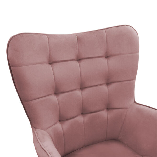 Πολυθρόνα Maddison με υποπόδιο-μαξιλάρι  βελούδο σάπιο μήλο-φυσικό 68x72x98εκ