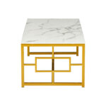 Τραπέζι σαλονιού Eccento  χρυσό-επιφάνεια λευκό μαρμάρου 8mm 120x60x44εκ