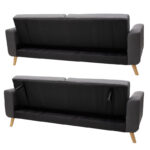 Καναπές-κρεβάτι Carmelo  ανθρακί ύφασμα 214x80x86εκ