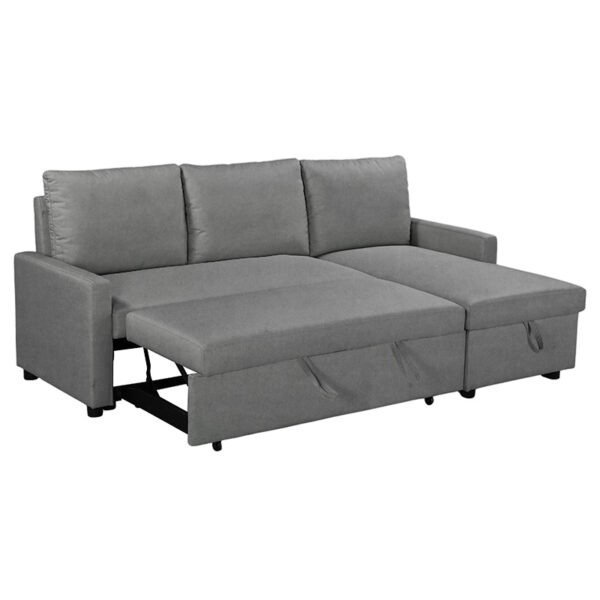 Γωνιακός αναστρέψιμος καναπές κρεβάτι Infuse  με αποθηκευτικό χώρο με ανθρακί ύφασμα 203x130x88εκ
