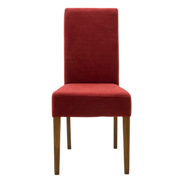 Καρέκλα Ditta  ύφασμα κόκκινο-πόδι μασίφ ξύλο καρυδί