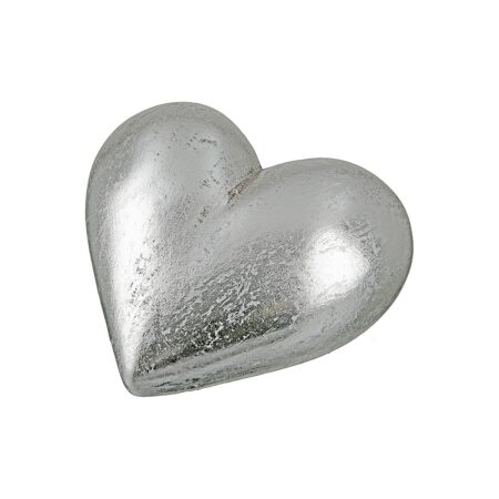 Διακοσμητικό Καρδιά Ασημί Κεραμικό 13.5x15.5x6.5cm