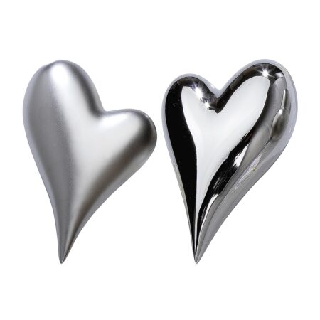 Διακοσμητικό Καρδιά Ασημί Κεραμικό 15.5x11x5.5cm Σε 2 Αποχρώσεις