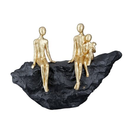 Διακοσμητικό Οικογένεια Πάνω Σε Βράχο Χρυσό/Μαύρο Polyresin 6.5x24x16.5cm