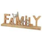 Διακοσμητικό 'Family' Φυσικό/Μπρονζέ Ξύλο/Αλουμίνιο 7.5x55x21cm