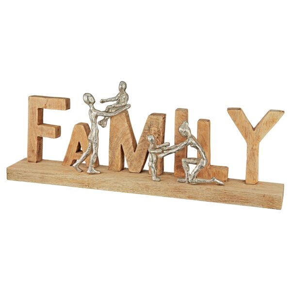 Διακοσμητικό 'Family' Φυσικό/Μπρονζέ Ξύλο/Αλουμίνιο 7.5x55x21cm
