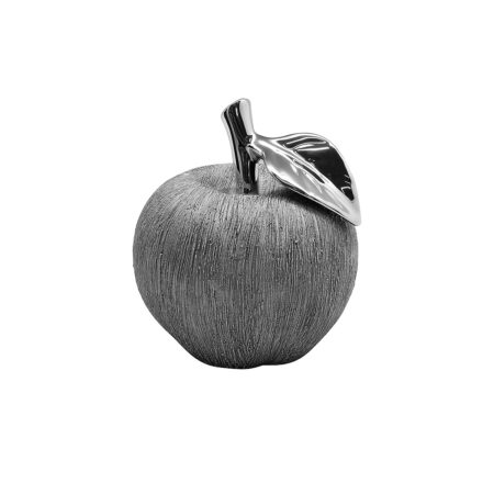Διακοσμητικό Μήλο Γκρι/Ασημί Κεραμικό 10x10x11.5cm