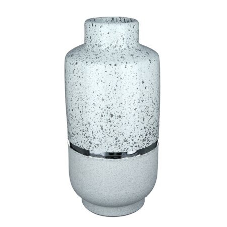 Βάζο Λευκό/Ασημί Κεραμικό 14.5x14.5x29cm
