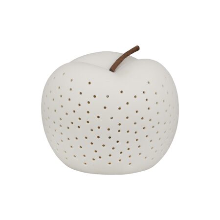 Διακοσμητικό Μήλο Φωτιζόμενο LED Λευκό Κεραμικό 10cm