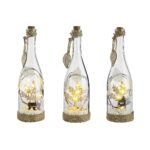 Διακοσμητικό Μπουκάλι Με Εσωτερική Διακόσμηση Φωτιζόμενο LED Διάφανο/Φυσικό Γυαλί/Ξύλο 30cm Σε 3 Σχέδια