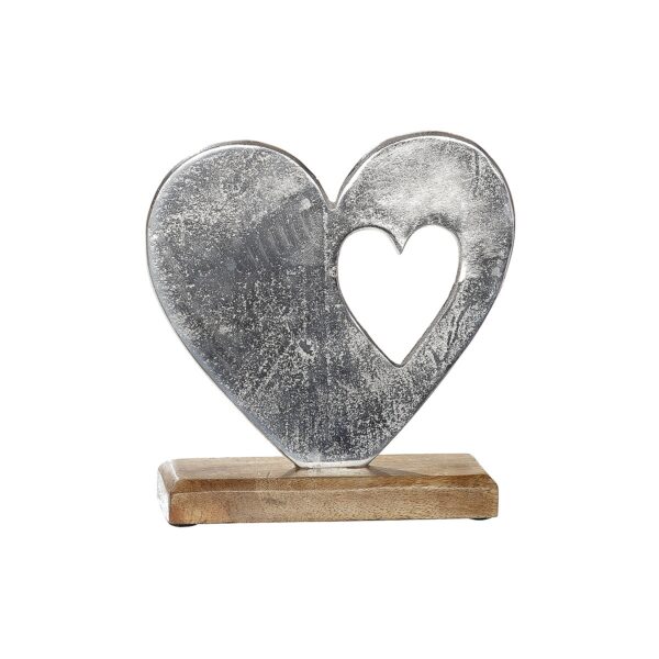 Διακοσμητικό Καρδιά Σε Βάση Ασημί/Φυσικό Αλουμίνιο/Ξύλο 5x20x20cm