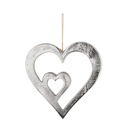 Διακοσμητικό Κρεμαστό Καρδιά Ασημί Αλουμίνιο 24x24cm