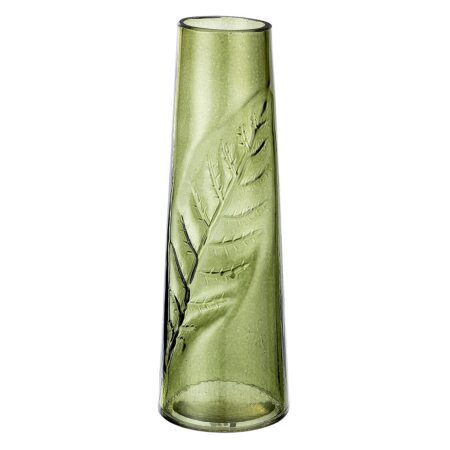 Βάζο Κωνικό Φύλλο Πράσινο Γυαλί 29.5cm