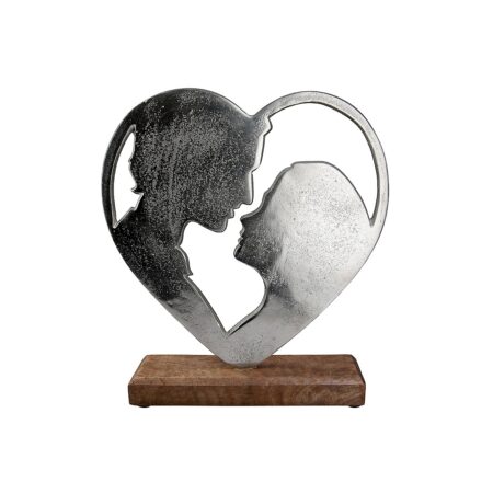 Διακοσμητικό Ερωτευμένοι Σε Βάση Ασημί/Φυσικό Αλουμίνιο/Ξύλο 5x16x19cm