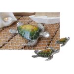 Διακοσμητικό Θαλάσσια Χελώνα Πράσινο/Ασημί Polyresin 10cm