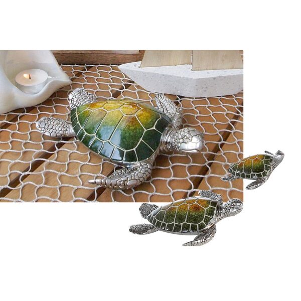 Διακοσμητικό Θαλάσσια Χελώνα Πράσινο/Ασημί Polyresin 18cm
