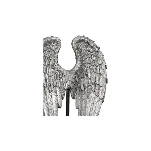 Διακοσμητικό Φτερά Σε Βάση Ασημί/Μαύρο Polyresin 8x21x30cm