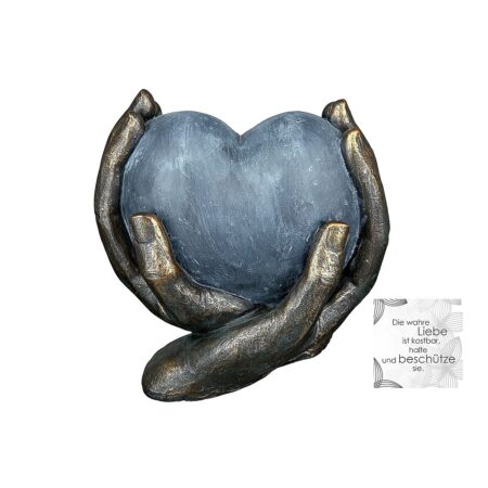 Διακοσμητικό Χέρια Κρατούν Καρδιά Μπρονζέ/Γκρι Polyresin 10x15x15cm