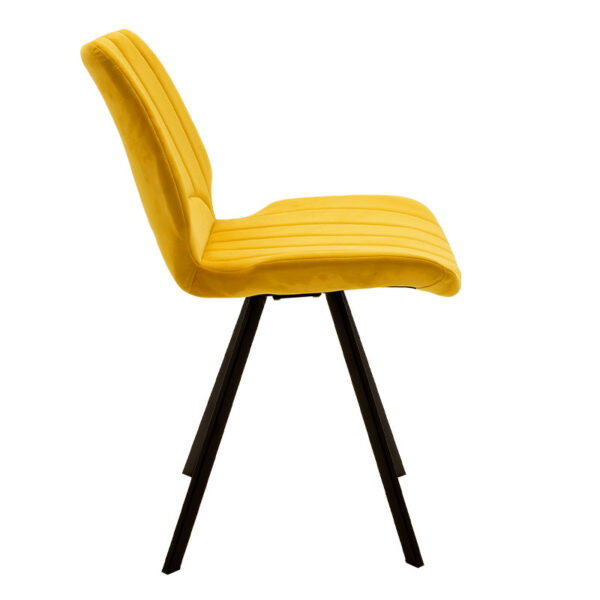 Καρέκλα Sabia  βελούδο κίτρινο-μαύρο πόδι