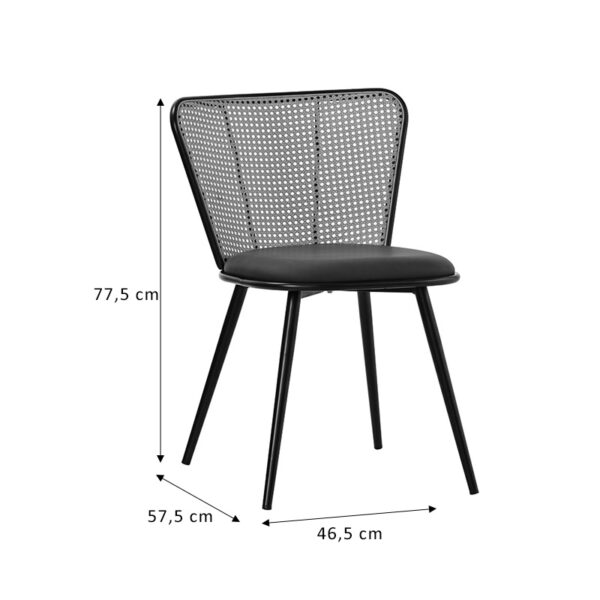 Καρέκλα Daniele  φυσικό pe rattan-ανθρακί pu-μαύρο μέταλλο 46.5x57.5x77.5εκ