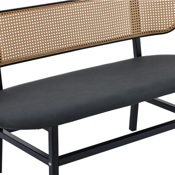 Καναπές 2θέσιος Enrico  φυσικό pe rattan-ανθρακί pu-μαύρο μέταλλο 121x51.5x75εκ