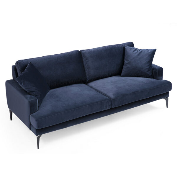 Καναπές 3θέσιος Fortune  βελούδο μπλε-μαύρο 205x88x90εκ