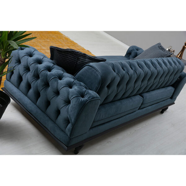 Καναπές 3θέσιος κρεβάτι PWF-0514  βελούδο μπλε-μαύρο 220x90x80εκ