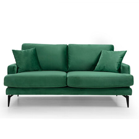 Καναπές 2θέσιος Fortune  βελούδο πράσινο-μαύρο 175x90x88εκ