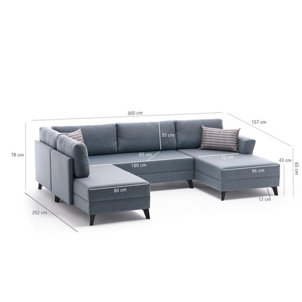 Πολυμορφικός καναπές κρεβάτι PWF-0536  ύφασμα κρεμ 300x202x78εκ