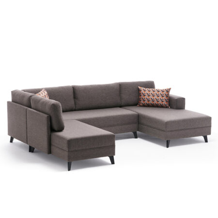 Πολυμορφικός καναπές κρεβάτι PWF-0535  ύφασμα ανοικτό καφέ 300x202x78εκ