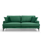 Καναπές 3θέσιος Fortune  βελούδο πράσινο-μαύρο 205x90x88εκ