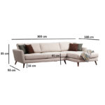 Γωνιακός καναπές κρεβάτι PWF-0526  αριστερή γωνία ύφασμα μπεζ-καρυδί 303x168x85εκ