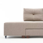 Γωνιακός καναπές κρεβάτι PWF-0517  αριστερή γωνία ύφασμα κρεμ-καρυδί 282x206x85εκ