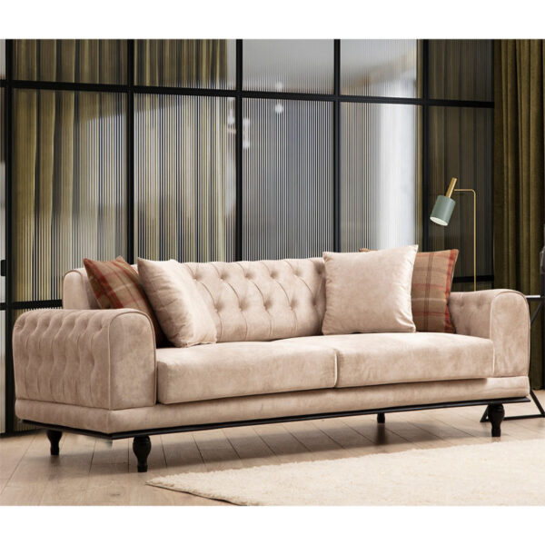 Καναπές-κρεβάτι PWF-0567  3θέσιος ύφασμα μπεζ 220x95x80εκ