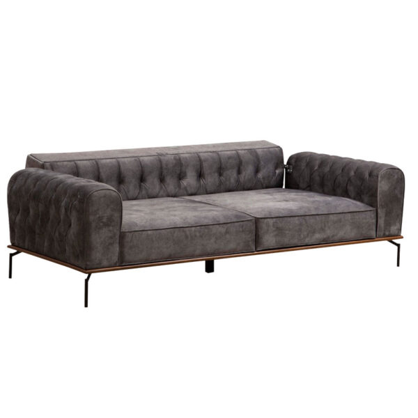 Καναπές-κρεβάτι PWF-0596  τύπου Chesterfield 3θέσιος ύφασμα ανθρακί 225x92x78εκ