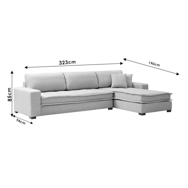 Γωνιακός καναπές PWF-0601  αριστερή γωνία ύφασμα μπεζ 323/190x85εκ