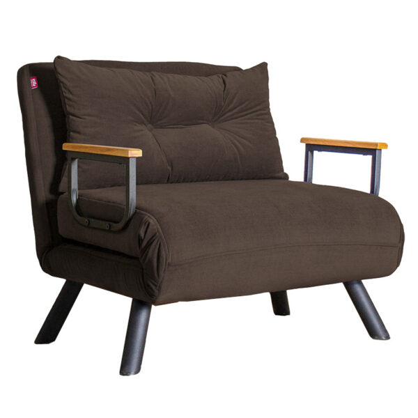 Πολυθρόνα-κρεβάτι Ethereal  ύφασμα καφέ-μαύρο 60x78x78εκ