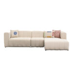 Γωνιακός καναπές Beyza  αριστερή γωνία κρεμ ύφασμα 299x160x73εκ