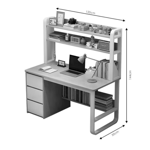 Γραφείο Soco  με ραφιέρα-MDF φυσικό-λευκό 120x50x147εκ