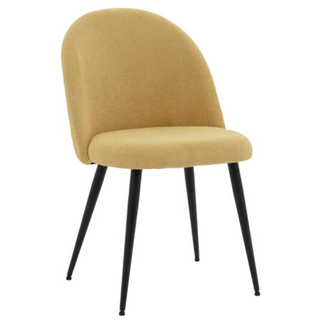 Καρέκλα Graceful  ύφασμα μπουκλέ κίτρινο-πόδι μαύρο