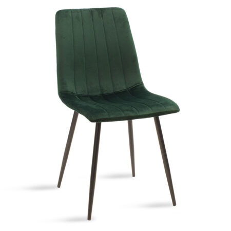 Καρέκλα Noor  σκούρο πράσινο βελούδο-μαύρο πόδι