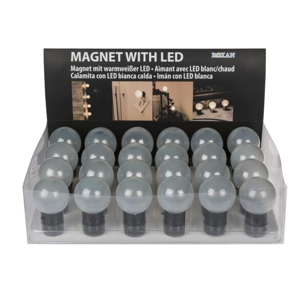 Μαγνήτης Με Στρογγυλή Λάμπα LED Με Θερμό Φως Πλαστικό 4.5cm Μπαταρίας