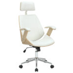 Καρέκλα γραφείου διευθυντή Fern  PU λευκό-ξύλο φυσικό