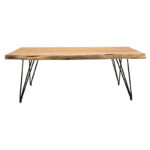 Τραπέζι σαλονιού Rich  μασίφ ξύλο 4εκ φυσικό-πόδι μαύρο 130x69x46εκ