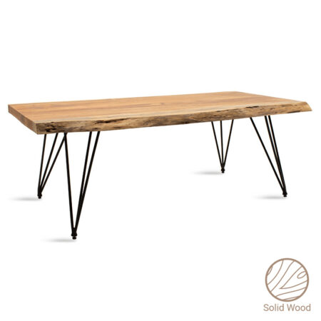 Τραπέζι σαλονιού Rich  μασίφ ξύλο 4εκ φυσικό-πόδι μαύρο 130x69x46εκ