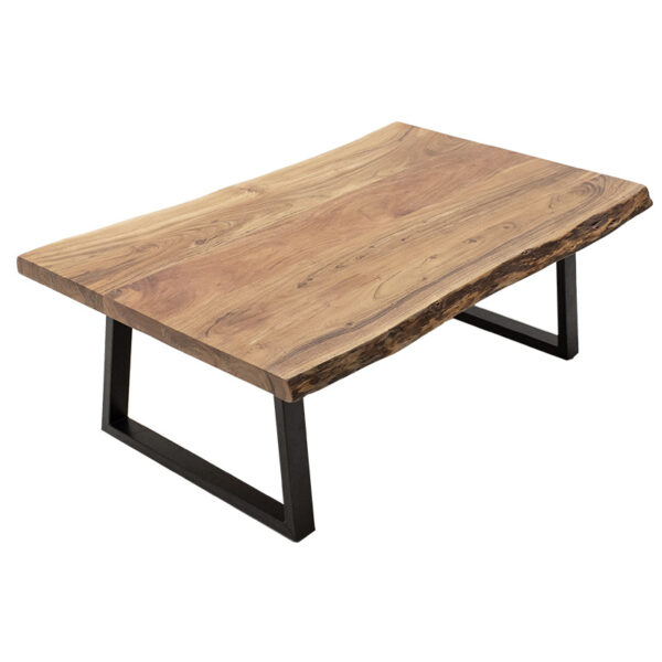 Τραπέζι σαλονιού Miles  μασίφ ξύλο 4εκ φυσικό-πόδι μαύρο 115x72x41εκ